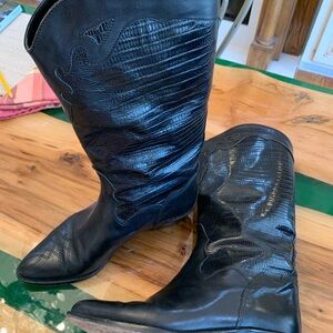 Women’s Black Leather Cowboy Boots by Joan & David. Sz 38